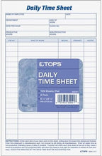 TOPS® Daily Time Sheet Forms, 9.5" x 6", Black/White, 100 Sheets Per Pad, 2 Pads Per Pack