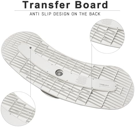 Crescent-Shaped Transfer Board with 360° Rotating Disk for Assisted Wheelchair Transfers, 400 lb Support