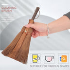 Cabilock Desktop Palm Broom 11.4 Inch Small Handheld Dust Brush with Natural Fiber Bristles for Kitchen Office Table Cleaning