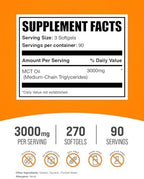 BulkSupplements.com MCT Oil Softgels - Medium Chain Triglyceride, MCT Supplement, MCT Oil 3000mg - for Energy Support, Gluten Free, 3 Softgels per Serving, 270 Count (Pack of 1)