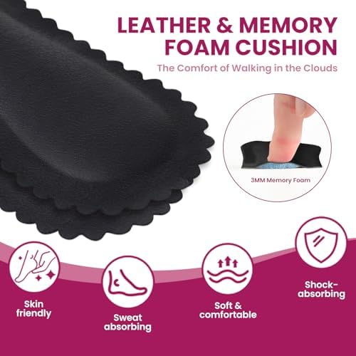 High Heel Cushion Inserts for Women - Bukihome 3/4 Invisible Insoles Prevent Feet from Sliding Forward - Shock & Sweat Absorption - Comfort Shoe Pads for High Heels Sandals Flats,Black,Size M