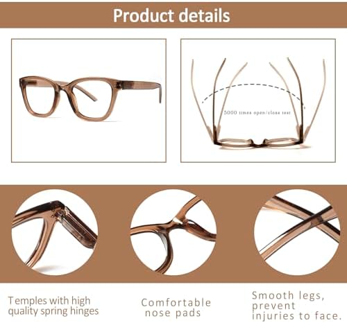 JOSCHOO Reading Glasses Blue Light Blocking Readers Spring Hinge Glasses for Reading for Men and Women