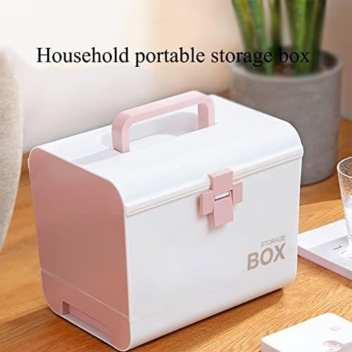 Family Medicine Cabinet Large-Capacity Multi-Layer Storage Box Portable Medical First Aid Kit with Handle (Color : Pink)