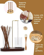 Glass Incense Holder for Sticks, Hang Upside Down Incense Burner with Storage & Ash Catcher, Anti-Ash 2 in 1, Comes with Brush & Greeting Card, Meditation Yoga Home Decor Gift