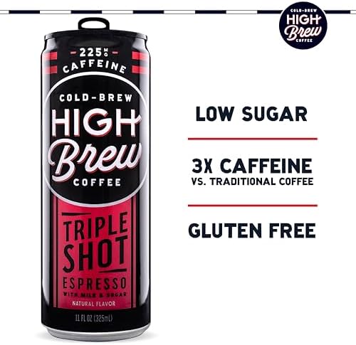 High Brew Coffee, Triple Shot Espresso, Cold Brew Coffee, 11 Fl Oz, Ready-To-Drink (Pack of 12)