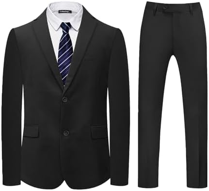 Mens Suits Classic fit 2 Piece 2 Button Formal Tuxedo Jacket Suits Pants Set for Wedding Business Prom