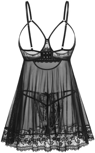 Avidlove Sexy Lace Babydoll Dress Lingerie for Women Sheer Mesh Chemise Sleepwear Exotic Boudoir Outfits