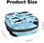 Sanitary Napkin Storage Bag,Period Bag,Cartoon Dolphin Fish Sea Black Blue,Sanitary Bags for Feminine Products