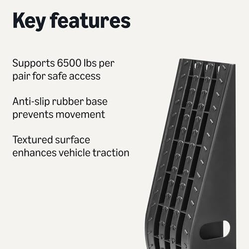 Amazon Basics Automotive Loading Ramp, Textured Traction Surface, Black, 2 Pack