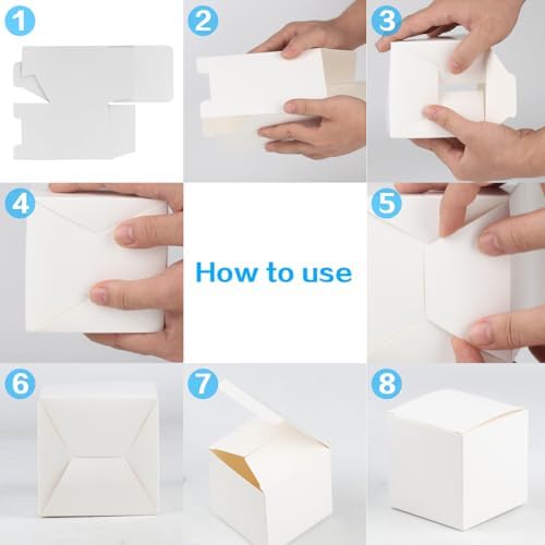 QBXMY7 10Pcs Small Gift Boxes with Lids,Mini White Gift Box,Cardboard Paper Present Box Favour Box,Small Party Favor Boxes for Birthday Wedding Christmas Bridesmaid Gift Box with Lid,3.9x3.9x3.9in