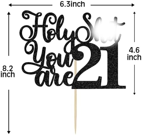Happy 21st Birthday Cake Topper, 21st Birthday Cake Decor, Bye Bye/Rip Fake ID, Funny 21 Years Bday Party Decorations Supplies Black Glitter