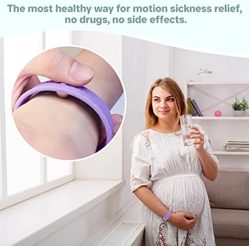 Hion Motion Sickness Bands Sea Sickness Wristbands Acupressure Nausea Wristband/,Natural Relief of Nausea Headaches,Insomnia,Anxiety,Sleep Aid, Morning Sickness,Motion Sickness-（1Pair Starlight）