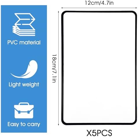 5PCS Full Page Magnifying Glass for Reading, 3X Lightweight Flat Optical Fresnel Lens Page Magnifying Glass Rectangular Handheld Magnifier for Seniors Low Vision Reading Small Patterns Maps and Books