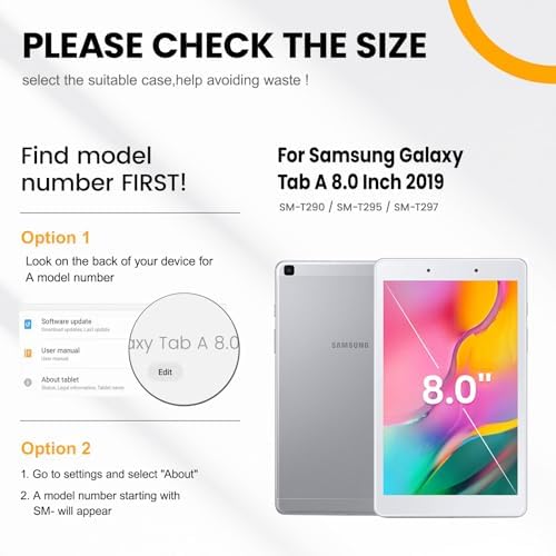 Timecity Case for Samsung Galaxy Tab A 8.0 2019 SM-T290/ T295/ T297, Full-Body Protective Case with Screen Protector, Swivel Stand/Handle Shoulder Strap Case for Kids Students, Black