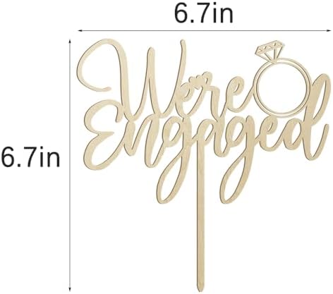 We're Engaged Cake Topper for Engagement Party Decorations, Engaged Ring Sign,Bridal Shower - Wedding Engagement Theme Party Decorations Wood