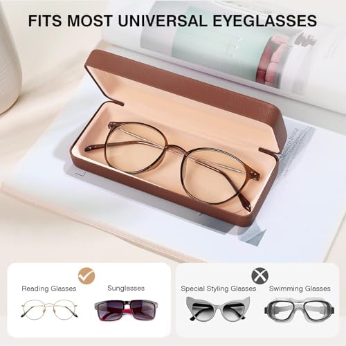 Marvolia Glasses Case Hard Shell Square Large Eyeglasses Case PU Leather Protective Case for Sunglasses Eyeglasses