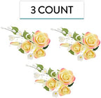 Global Sugar Art Large Rose Sugar Cake Topper Flower Spray, Yellow with Pink, 3 Count by Chef Alan Tetreault