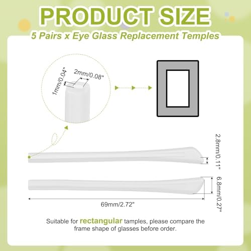 PATIKIL Eye Glass Replacement Temples, Silicone Anti-Slip Eyeglass End Tips Glasses Retainers for Rectangle Sunglasses Temple