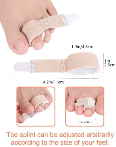 12 Pack Fabric Hammer Toe Corrector Straightener, Reusable Broken Toe Tape Buddy Straps Wraps Splints Lined with a Cushioning Latex Foam Layer for Crooked Bent Toes Support Protector(1 Inch Wide)