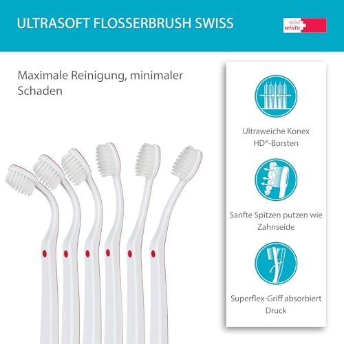 edel+white Ultra-Soft Swiss-Made Toothbrush for Adults – Extra Soft for Sensitive Gums – Super Soft Bristle Design