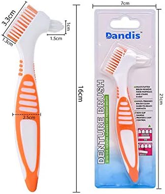 Angzhili 3 Pcs Denture Cleaning Brush,Portable Denture Brush Double Sided Brush for False Teeth Cleaning,Denture Care (Green)