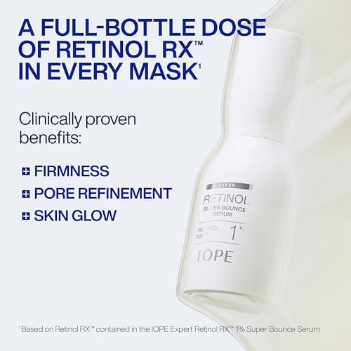 IOPE Expert Retinol Serum Gel Mask - High-Performance Hydrogel Face Mask with Retinol - Visibly Firms, Refines Pores, and Boosts Radiance - Intensive Anti-Aging Treatment