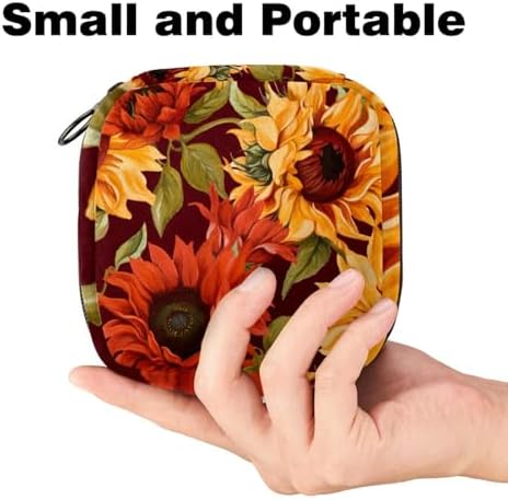 Sanitary Napkin Storage Bag,Period Bag,Autumn Sunflower Flower,Sanitary Bags for Feminine Products