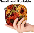 Sanitary Napkin Storage Bag,Period Bag,Autumn Sunflower Flower,Sanitary Bags for Feminine Products