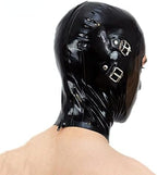 Full Face Cover Mask with Mouth and Eye Patch, Sex Latex Hood Mask with Zipper for Party, Cosplay