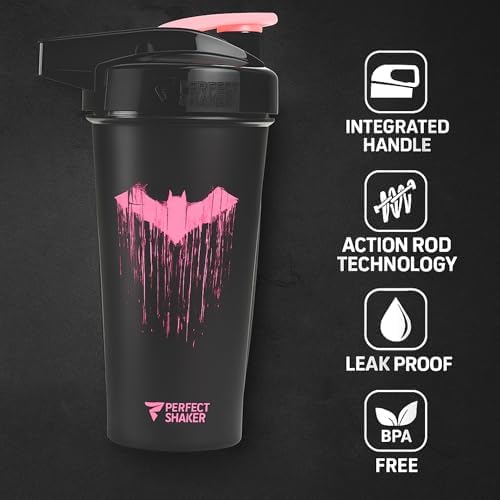 PerfectShaker ACTIV DC Comics & Justice League Series | Leak-Proof, BPA-Free, Shatter-Resistant | ActionRod Mixing Technology for Smooth Blends | Gym, Fitness & Sports Shaker - 28oz (Batgirl)