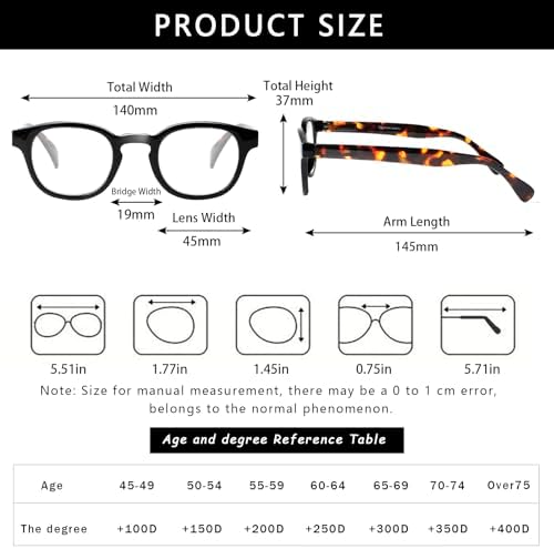 Kerecsen Reading Glasses 5 Pack Unisex Fashion Spring Hinge with Pattern Design Readers