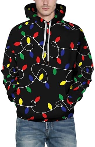 Ainuno Unisex Christmas Hoodie for Men Couples Funny Holiday Hooded Sweatshirt