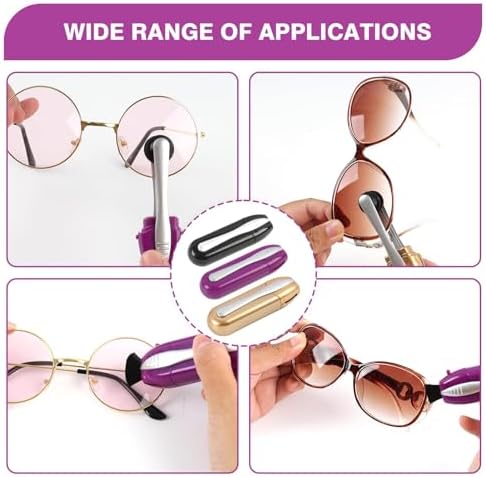 Eyeglass Cleaner 3Pcs Set, Glasses Cleaner Easy to Carry Lens Cleaning Set with Microfiber Cloth & Mini Brush, Portable for Eyeglasses/Sunglasses (Gold, Black, Purple)