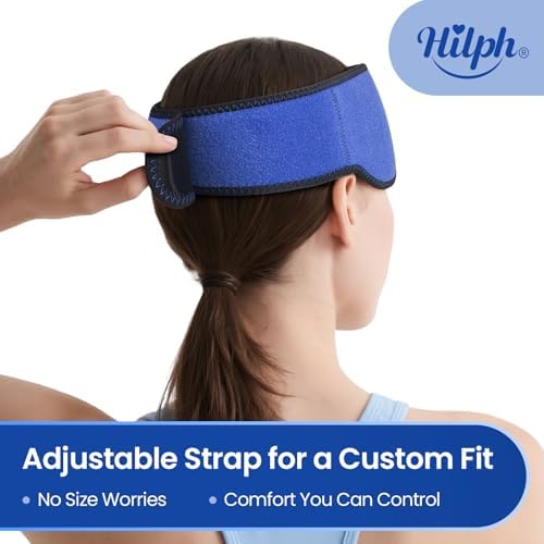Hilph Headache Ice Pack Migraine Ice Head Wrap, Reusable Head Cold Pack Forehead Ice Pack for Migraine Relief, Headache Tension, Sinus Pain, Chemo, Stress Relief (Blue)