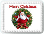 Edible Cake Topper Santa Christmas 8.5 x 11inch Custom Personalize Holiday