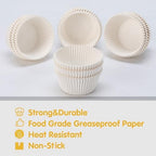 Mini Cupcake Liners 500 pcs White Mini Muffin Liners, Food&Grade,Greaseproof Paper Baking Cups, for Christmas/Halloween Party by GoldenBakeryFamily