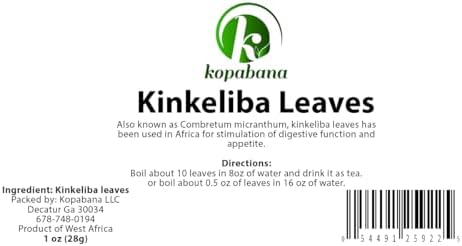 KOPABANA Kinkeliba Tea Leaves | Combretum micranthum | Segems Natural | Herbal loose Tea leaves | 1oz