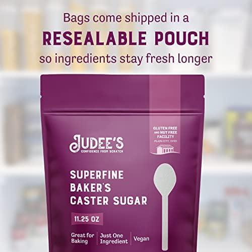 Judee's Gluten Free Superfine Caster Sugar - Smooth Frosting & Icing Sugar - Rapid-Dissolve Superfine Sweetener for Coffee & Tea - Gluten-Free Sweetener for Baking - 11.25 Oz