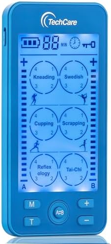Tens Unit Plus 24 Rechargeable Electronic Pulse Massager Machine Multi Mode Device with All Accessories (Blue)