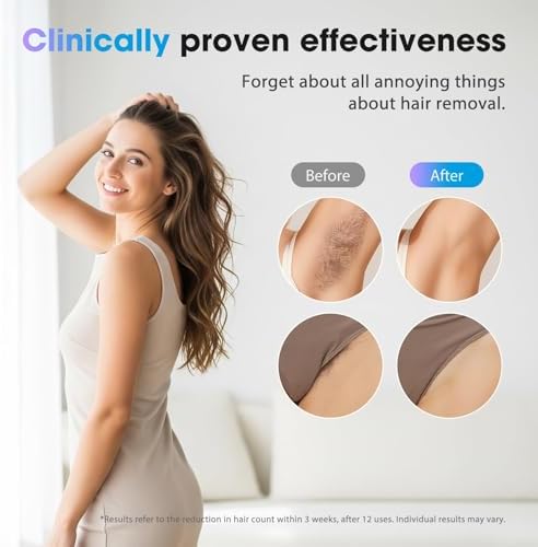 IPL Laser Hair Removal Device for Women & Men - Home 45°F Ice-Cooling Contact for Painless & Long-Lasting Results, 86% Hair Reduction in 3 Weeks for Full Body & Bikini Line, Hot Pink