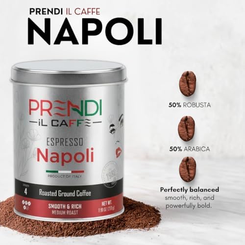 Prendi Ground Expresso roasted ground Coffee, Italian Blend Roasted in Italy