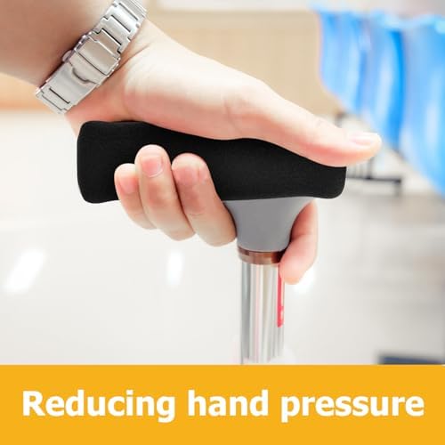 2pcs Thickened Non-slip Crutch Handle Grips Foam Walking Cane Handle Covers Replacement Grip Wraps for Seniors Mobility Aid Accessories