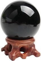 Acxico 1Pcs 60mm Natural Black Obsidian Sphere Crystal Ball Healing Stone + Free Stand