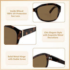 Madison Avenue Vintage Square Bifocal Reading Sunglasses for Women, Classic Sun Reader Glasses Womens UV400 Protection