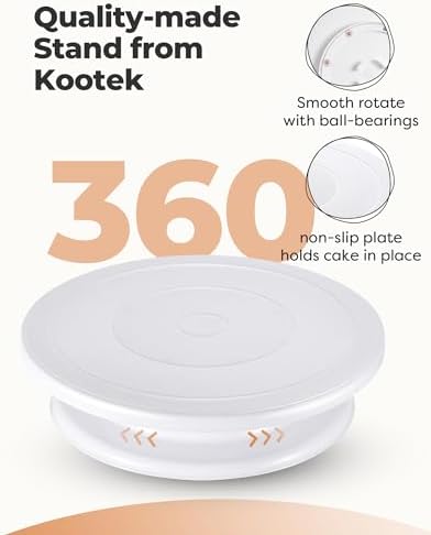 Kootek 71PCs Cake Decorating Kit, Baking Supplies Tools - Includes Cake Stand Turntable, 12 Icing Piping Tips Set, 2 Frosting Spatulas, 3 Scrapers, 50+2 Piping Bags, Coupler, Video Tutorial, Booklet
