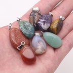 QSLLER 20PCS Natural Stone Pendant Rose Quartz Opal Agate Unakite Turquoise Healing Crystal Stone Charms for Jewelry Making DIY Necklaces