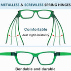 Eyekepper Cat Eye Reading Glasses with Screwless Spring Hinges Metalless 6 Pack for Women Large Thick Frame Readers +1.75