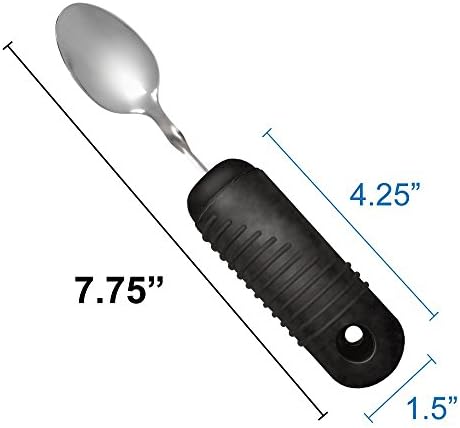 Rehabilitation Advantage Easy Grip Teaspoon with Built-up Handle, Black 3.2 Oz