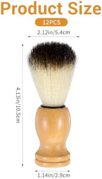 12 Pcs Wood Handled Hair Shaving Brush Professional Salon Tools Beard Grooming Tool for Men Shave Accessory