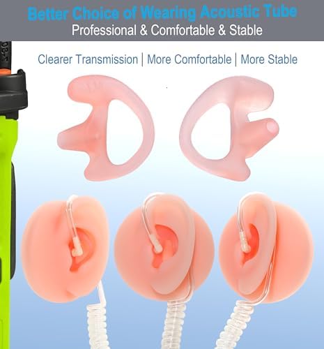 Commountain Soft Earmold for Walkie Talkie Acoustic Tube Earpiece, Silicone Ear Buds Compatible for Motorola Kenwood Baofeng Coil Tube Earpieces, 6-Pack, Pale Pink, Small Size for Right Ear